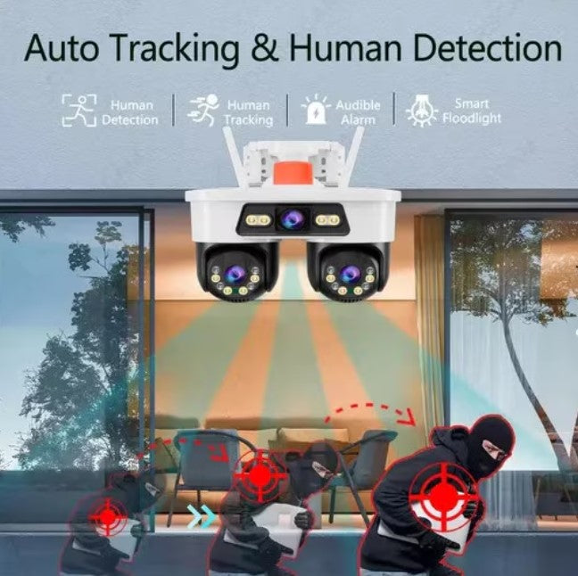 Cameră Tripla Supraveghere WiFi JORTAN 8 + CARD CADOU