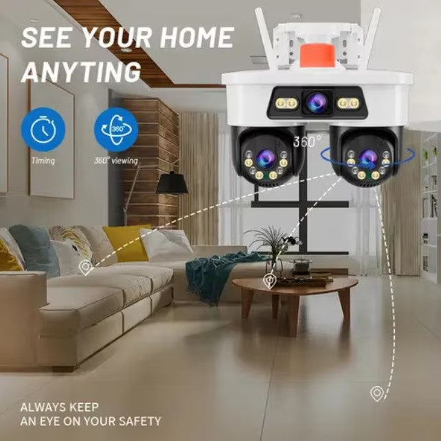 Cameră Tripla Supraveghere WiFi JORTAN 8 + CARD CADOU